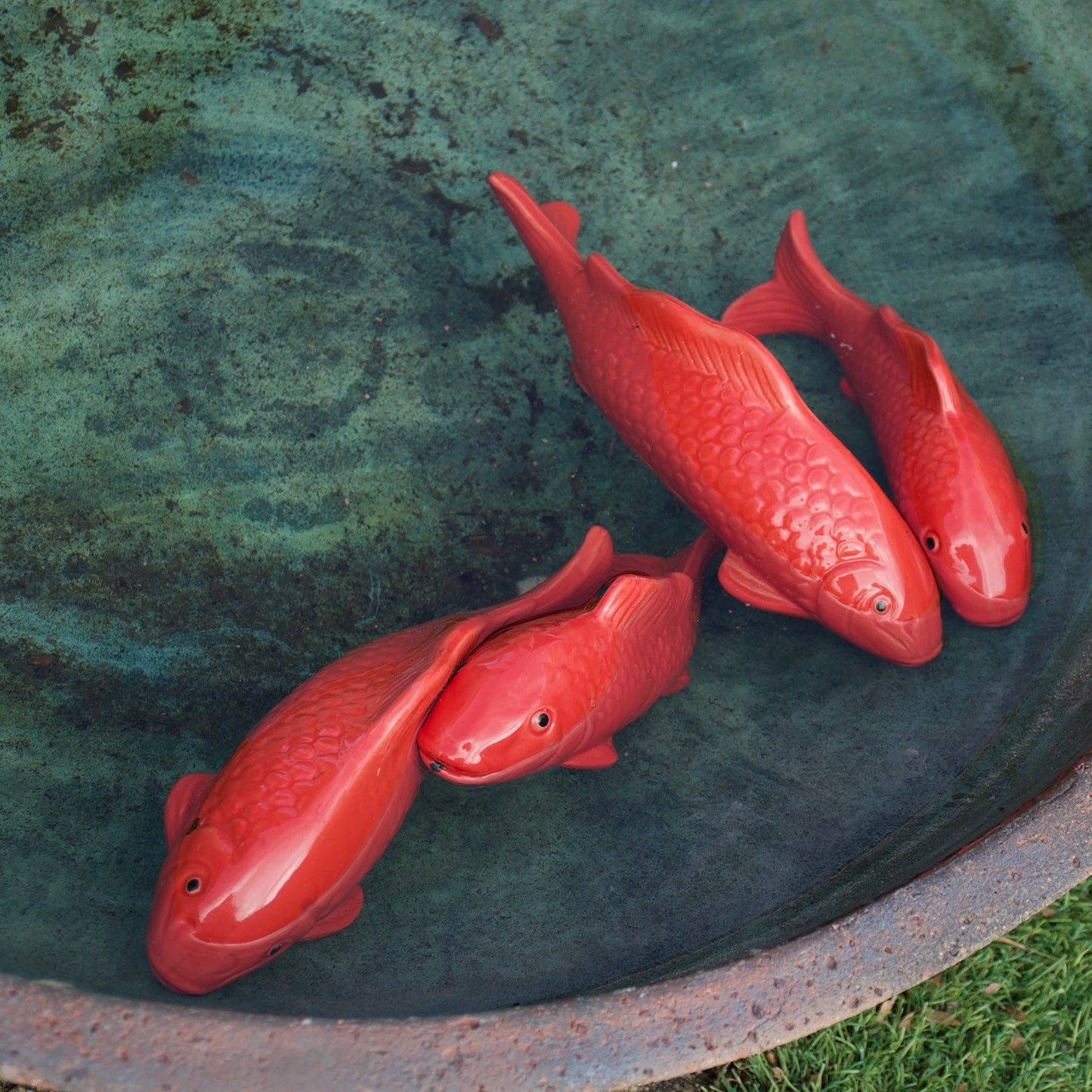 Floating ceramic koi