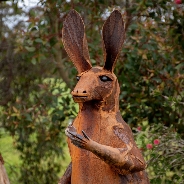 Front of Scrap metal kangaroo sculpture by Ian Michael, Designer Dirt in Albany, Western Australia 2021 Commissioned by Handasyde's Strawberries.jpg
