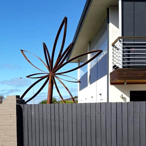 Giant flower scrap steel sculpture by Ian Michael, Designer Dirt in Albany, Western Australia 2020.jpg