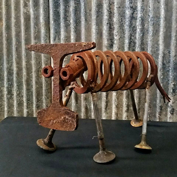 Little scrap metal cow sculpture Ian Michael, Designer Dirt in Albany, Western Australia 2016.jpg