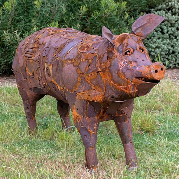 Scrap steel pig sculpture by Ian Michael, Designer Dirt in Albany, Western Australia 2020 Commissioned for Fremantle property.jpg