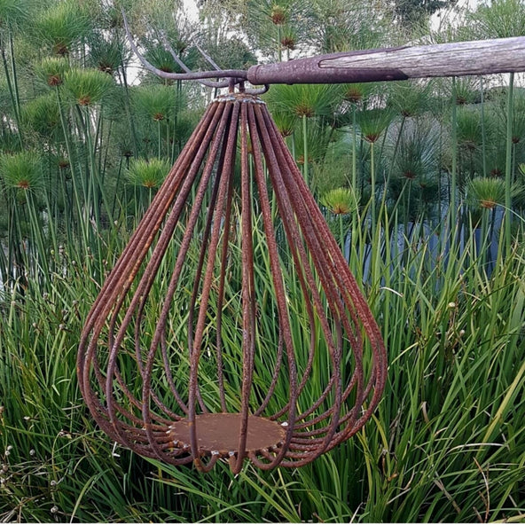 Steel rod bird feeder by  Ian Michael, Designer Dirt in Albany, Western Australia 2017.jpg