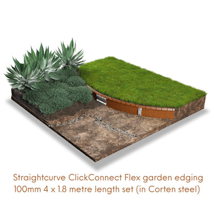 Straightcurve Flex ClickConnect Corten garden edging
