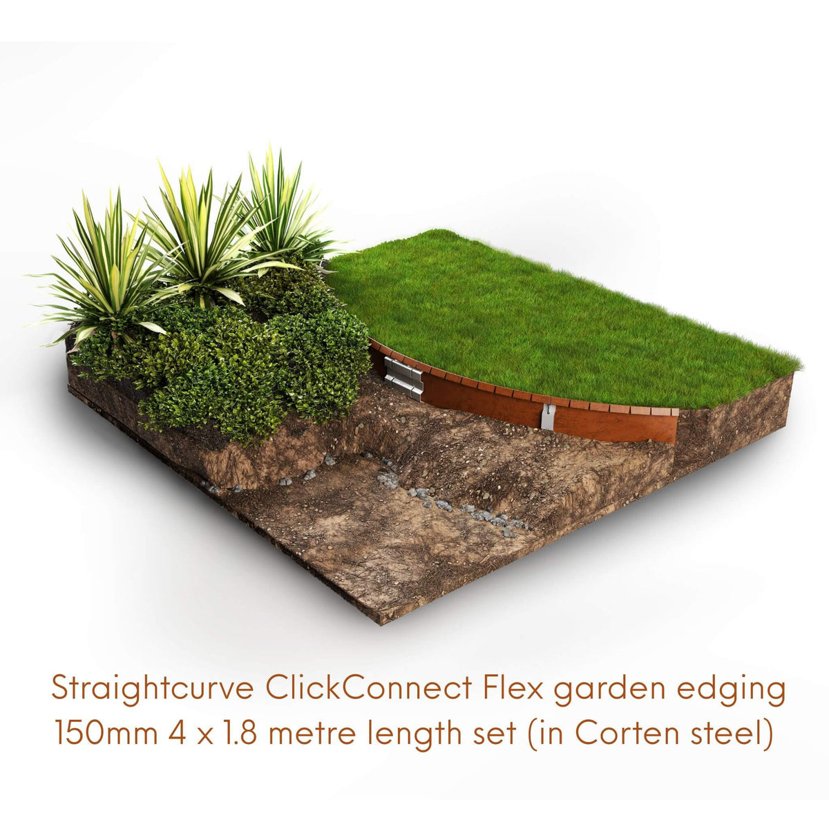 Straightcurve Flex ClickConnect Corten garden edging