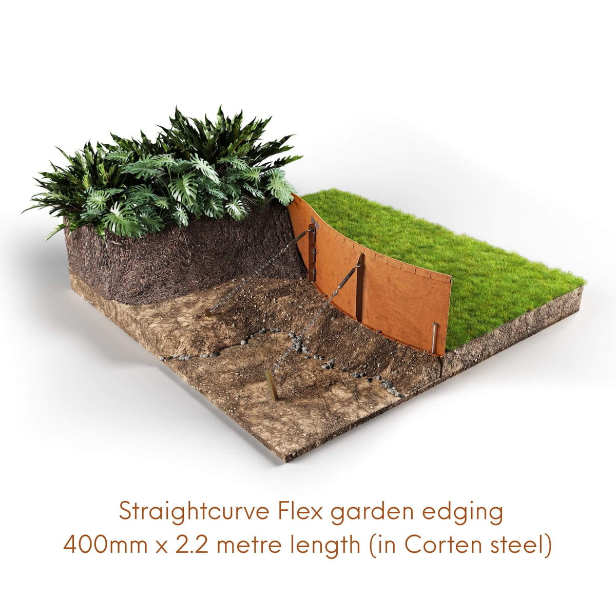 Straightcurve Corten garden edging