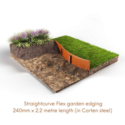 Straightcurve Corten garden edging