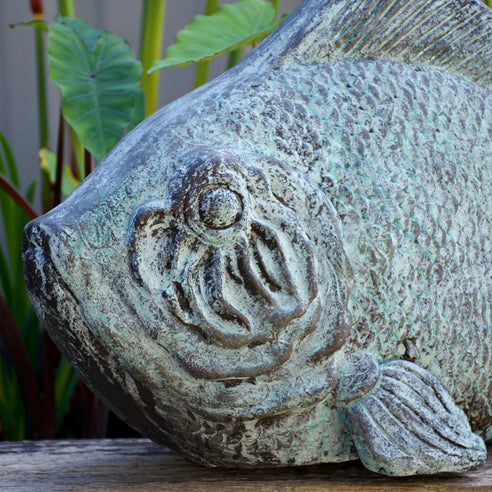 Verdigris painted concrete fish by Jane Michael, Designer Dirt in Albany, Western Australia 2016.jpg