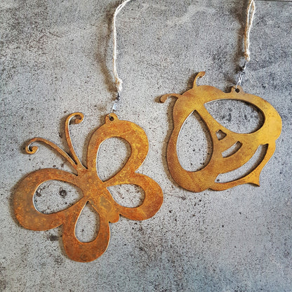 Hanging butterfly corten cut out