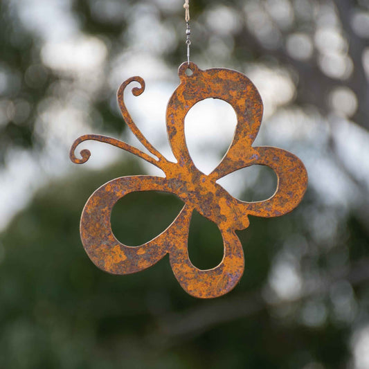 Hanging butterfly corten cut out